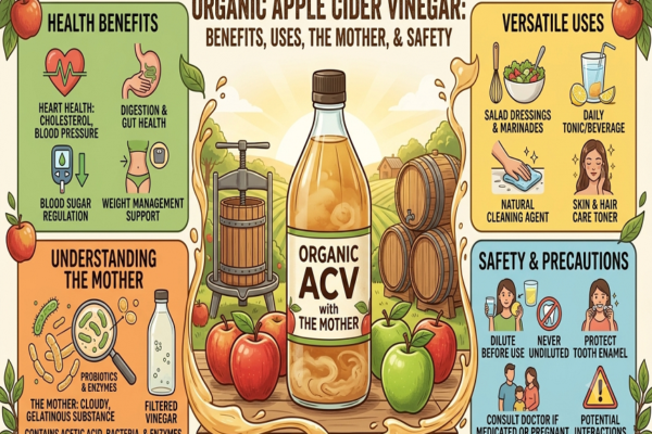 Organic Apple Cider Vinegar: Benefits, Uses, the Mother, & Safety